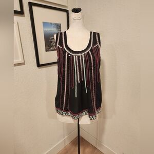 Vintage black beaded top is from the brand Buttons.
